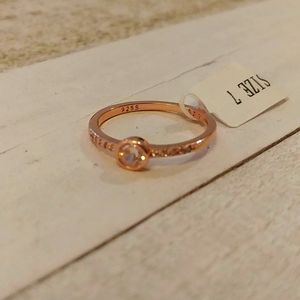 NWT Charmed Aroma 925 Silver Ring with Rose Gold Plate Faux Diamond St…